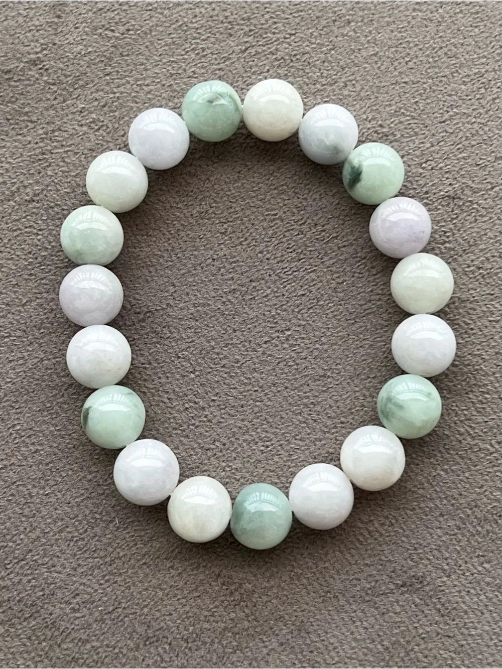Natural Green And Lavender Jade Bead Stretch Bracelet